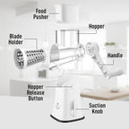 Zulay Kitchen Rotary Cheese Grater 5 Blade Cheese Shredder - Manual Hand Crank Cheese Grater With Reinforced Suction & 5 Interchangeable Drums - Easy to Use, Vegetable Chopper Round Mandoline Slicer