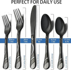 Black Silverware Set for 12, 18/0 Stainless Steel Frosted & Mirror Finish 60-Piece Flatware Set, Modern Cutlery Set for Wedding Restaurant Housewarming Party Event Serving For 12