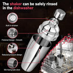 24oz Cocktail Shaker Set Martini Shaker Set Bartender Set with Margarita Mixer Drink Shaker, Measuring Jigger and Mixing Spoon - Professional 18/8 Stainless Steel Bar Tools for Mixed Drinks