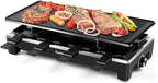 Raclette Grill, Techwood Electric Table Indoor Grill Korean BBQ Grill, Removable 2-in-1 Non-Stick Grill Plate, 1500W Fast Heating with 8 Cheese Melt Pans, Ideal for Parties and Family Fun