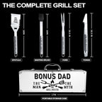 Bonus Dad Gifts, Christmas Bonus Dad Gifts for Him Heavy Duty Grilling Accessories Kit for Backyard BBQ, Thick Stainless Steel Grill Utensils with Non-Slip Handle Tool for Man on Birthday