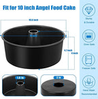 TeamFar 10 Inch Angel Food Cake Pan, Non-Stick Coating Stainless Steel Core Pound Cake Pan with Tube, for Home/Kitchen, Healthy & Heatproof, One-piece & Hollow Design, Release& Clean Easily