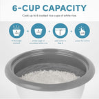 AROMA® Rice Cooker, 3-Cup (Uncooked) / 6-Cup (Cooked), Small Rice Cooker, Oatmeal Cooker, Soup Maker, Auto Keep Warm, 1.5 Qt, White, ARC-363NG