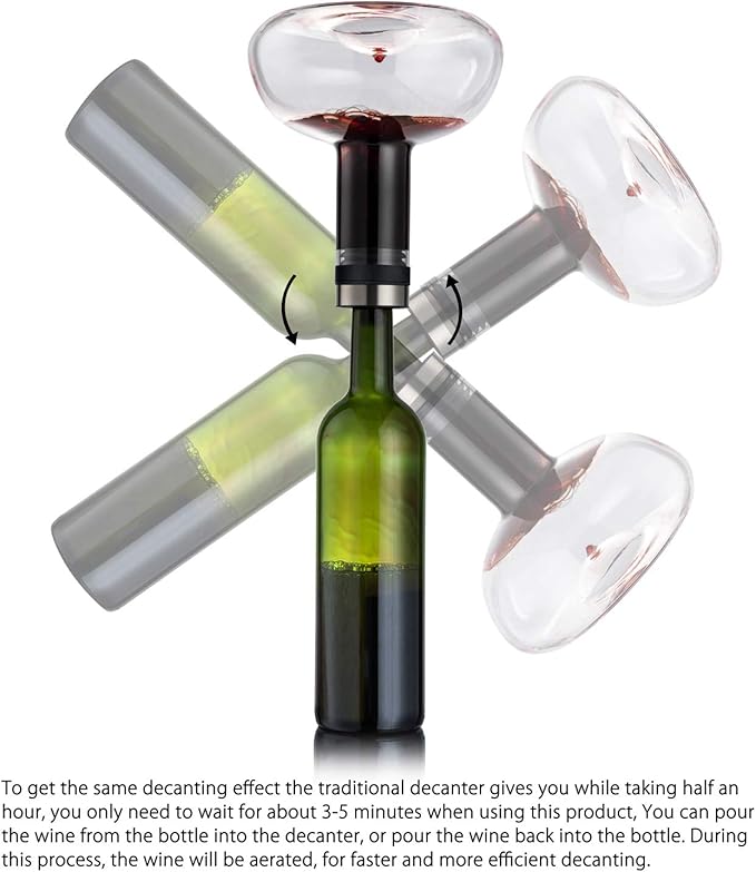 YouYah Wine Decanter Set,Red Wine Carafe with Drying Stand,Cleaning Beads and Aerator Lid,Crystal Glass,Wine Aerator,100% Hand-blown,Wine Gifts for Men (1300ML)