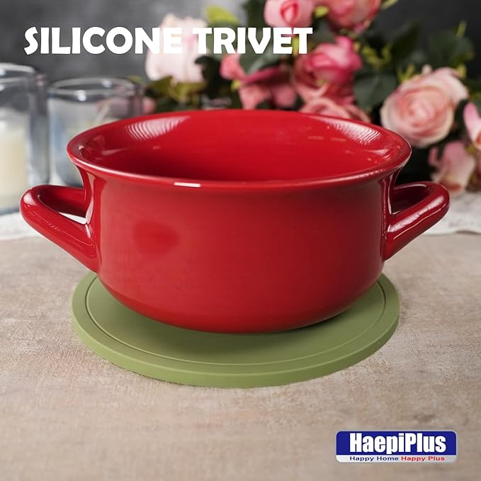 4 Pieces Silicone Trivet Mats, Pot Holders, Kitchen Tools, Heat Resistant Non-Slip Pads for Dishes, Bowls, Jar Opener, Easy to Wash and Dry Pan Cushions (Green)