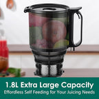 Cold Press Juicer,Fretta Juicer Machines with American-Sourced PCTG Material and 5.3" Extra Large Feed Chute,Fit Whole Fruits & Vegetables,BPA Free 250W(Silver,1.8L)