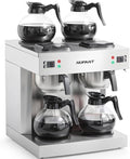 NUPANT Dual Drip Commercial Coffee Maker, 200 Cup/hour, 7.2L Pour Over Coffee Machine with 4 Glass Carafe and 4 Warmers, Stainless Steel Double Coffee Brewer Staition for Restaurant and COFFEE Bar