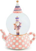 MACKENZIE CHILDS Snow Globe, Christmas Decor for Living Room, Rosy Check Teapot