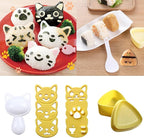 Cute Cat Rice Ball Molds 6 Sets Sushi Molds Bento Accessories Kits with 3PCS Vegetable Fruit Cutter Shapes and 1PC Gimbap Mold Triangle for Nori Rice Making DIY Bento Box Picnic Tools