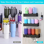 HuggieGems Metal Magnetic Water Bottle Holder for Refrigerator, Cup Holder Organizer for Stanley and Tumbler for Kitchen, 3 Pack, Jet Black