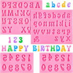 4 PCS Silicone Letter Molds, Non-Stick Number and Letter Fondant Molds for Chocolate, Candy, Cake Decoration, Cupcake Topper