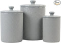 10 Strawberry Street Embossed Diamond Ceramic Kitchen Canister Set, Set of 3, Gray