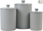 10 Strawberry Street Embossed Diamond Ceramic Kitchen Canister Set, Set of 3, Gray