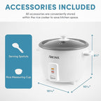AROMA® Rice Cooker, 8-Cup (Uncooked) / 16-Cup (Cooked), Pot-Style Rice Cooker and Soup Warmer with One-Touch Control, 4 Qt, White, ARC-368NG