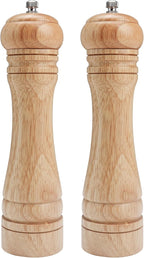Gulex® Wood Pepper Grinder Pepper Mill,Adjustable Coarseness 8 Inch Wooden Peppermill, Ceramic Grinding Mechanism Salt Mill Refillable (1 pack) (Light-2PC)