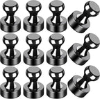 LOVIMAG Fridge Magnets 12Pcs Refrigerator Whiteboard Small Strong Magnet Classroom Kitchen Accessories Decorative Locker Set Decor Must Haves Office Calendar Refrigerador Magnetic Cute Crafts Black