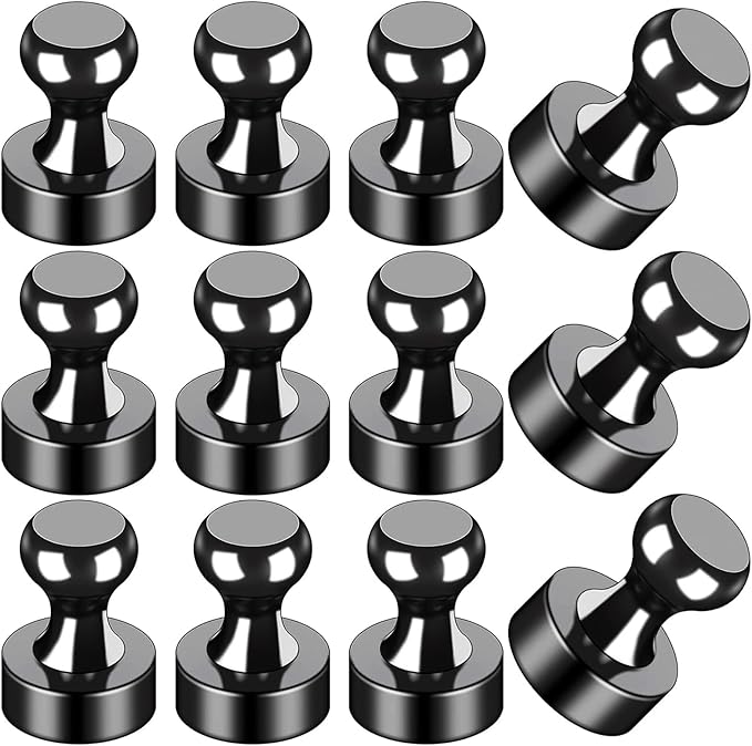 LOVIMAG Fridge Magnets 12Pcs Refrigerator Whiteboard Small Strong Magnet Classroom Kitchen Accessories Decorative Locker Set Decor Must Haves Office Calendar Refrigerador Magnetic Cute Crafts Black