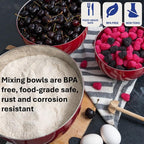 WHYSKO® Stainless Steel Mixing Bowls (Set of 3) with Non-Slip Silicone Base for Kitchen, Dishwasher Safe Bowls for Meal Prep, Cooking, Baking, Serving, Food Storage (Red)