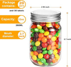12oz Glass Jars With Lids Regular Mouth 20 Pack -Mason Jars 12 oz For Crafts, Meal Prep, Canning Jars For Food Storage Frascos De Vidrio Con Tapa Para Conservas-with 20 Chalkboard Stickers-Silver Lid