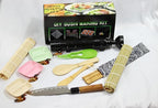 Complete Sushi Making Kit, 21 Pieces, Black Bazooka Roller with Natural Bamboo Mats, Knife, Chopsticks, Dipping Dishes, Rice Tools, DIY Home Sushi Rolling Set