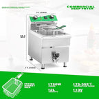 NUPANT 12.7 QT Commercial Fryer Electric Deep Fryer with Basket and Lid,Commercial Deep Fryer with Oil Filtration and Timer, Stainless Steel DEEP FRYER Countertop Fryer for Home Restaurant 110V/1750W