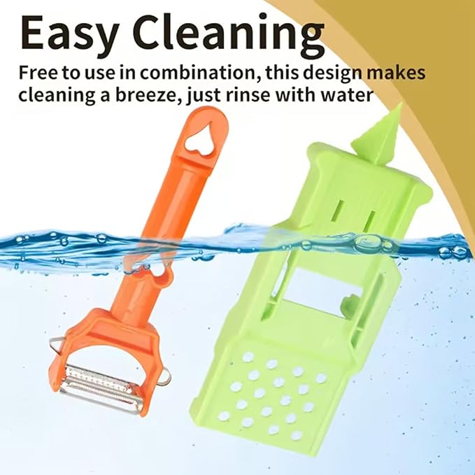 2-in-1 Multifunctional Peeler with Grating Plate, Detachable Julienne Slicer & Fruit Peeler, Multifunctional Kitchenware Set for All Kinds of Fruits and Vegetables