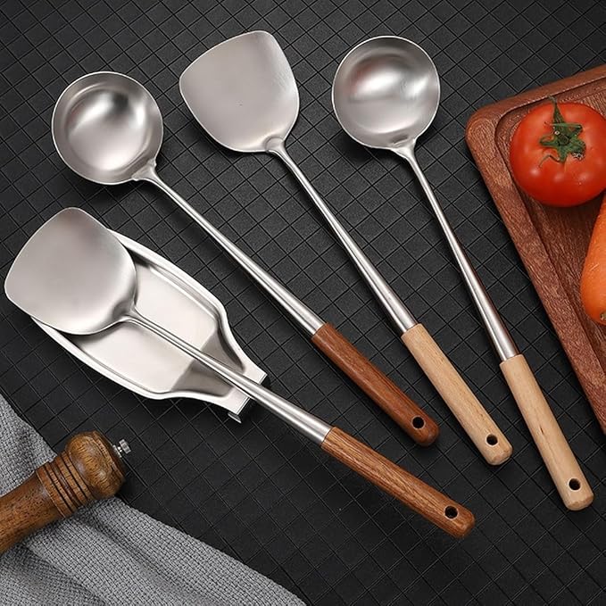Kitchen Utensils Set，Cooking Utensils Spoons for Cooking Spatulas Cooking Utensils 2 Pieces 304 Stainless Steel Cookware Gadgets Sets Kitchen Tools