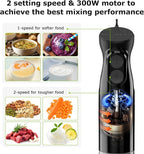 Bonsenkitchen Immersion Blender Handheld, 2 Mixing Speed Hand Blender Electric with Sharp Blades, 3-In-1 Hand Held Stick Blender with Egg Whisk, 24oz Beaker for Soups, Smoothies, Sauce
