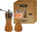 Pepper Grinder Set, Wooden Manual Pepper Grinder with Handle Peppermill Grinder, Refillable Ceramic Blade Grinding, Enjoy Fresh Ground Pepper Salts with Spices, 2pcs-6in