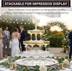 Premium ACRYLIC Champagne Tower Kit | 20 Stackable 7 oz Plastic Coupe Flutes | Reusable & Shatterproof Clear Plastic Glasses for Wedding Receptions, Birthday Parties, and Special Events, Clear Tall