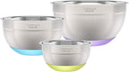 3-Piece Stainless Steel Mixing Bowls with Nonslip Base, 1.5qt, 3qt & 5qt