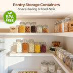 ComSaf 3-Pack 78oz Large Square Airtight Glass Jars for Bulk Food, Holds a 4lb Bag of Sugar or 5lb of Rice, Wide Mouth Canister for Flour, Coffee & Pantry Organization