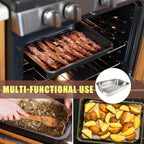 Stainless Steel Roasting Pan with Rack Rectangular Baking Pan BBQ Bakeware Quarter Sheet with Handles for Turkey Chicken Meat & Vegetables (36x26x6CM)