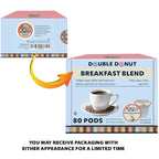 Double Donut Coffee Breakfast Blend Coffee Pods, Light Roast Coffee in Recyclable Single-Serve Pods for Keurig K Cups Brewer Machines, 80 Count Bulk Pack, original version