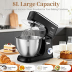 1500W 8.45QT Stand Mixer, 6-Speed Electric Dough Mixer with Whisk, Dough Hook & Beater, Large Capacity Kitchen Mixer for Baking Bread, Cakes, Salad and Cookies (Black)