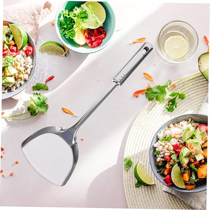 7-Piece Stainless Steel Kitchen Utensil Set Ladle Strainer and Spatula Sturdy Cooking Tools for Home Chefs for Soup Frying and Serving