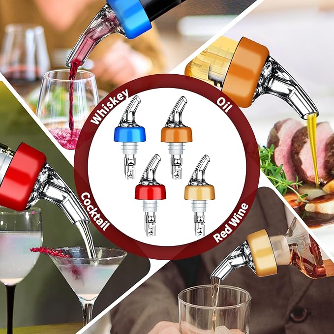 Automatic Measured Bottle Pourer - Quick Shot Spirit Measure Pourer Drinks Wine Cocktail Dispenser Home Bar Tools - 1oz/30ml (mix color 12 pack)