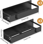 HuggieGems 6 Pack Magnetic Spice Rack Organizer for Refrigerator and Oven, Matt Black Fridge Organizers and Storage for Kitchen