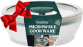 Anyday 4-Cup Microwave Cookware & Glass Container with Glass Lid, Plastic-Free Shallow Food Storage | Stackable Airtight Steamer with Vented Lid for Microwave-Safe Reheating, Steaming Vegetables