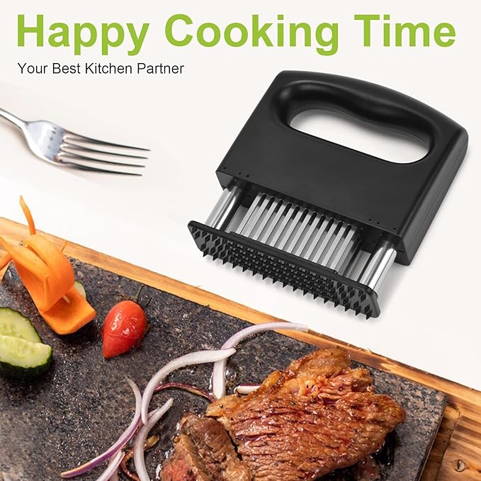 Meat Tenderizer Tool, Meat Tenderizer Stapler with 48 Stainless Steel Ultra Sharp Needle Blades, Compact Cooking Tool for Tenderizing Beef Chicken Turkey Steak Veal Pork