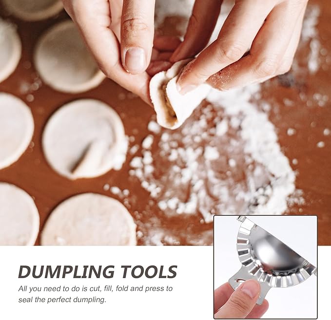 FUOYLOO Dumpling Maker Set Stainless Steel Dumpling Seal Tools with Stuffing Spoon and Cutter 5pcs Kitchen Gadget Set for Home Cooking