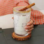 Hobnail Beaded Floral Clear Drinking Glasses Set of 6, (13 oz) Vintage Glassware Set by Kate Aspen| Cocktail Glass Set, Juice Glass, Water Cups | Great Hostess Gift & Gift for New Home Owners