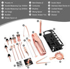 Cocktail Shaker Set, 23-Piece Boston Stainless Steel Bartender Kit with Acrylic Stand & Cocktail Recipes Booklet, Professional Bar Tools for Drink Mixing, Home, Bar, Party - Gold Rose