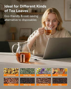 House Again Tea Strainers for Loose Tea, Extra Fine Mesh Tea Infuser, Updated Slim Threaded Lid & 304 Stainless Steel, Tea Ball Filter Bags Diffusers, Loose Leaf Tea Steeper for Brew Spices