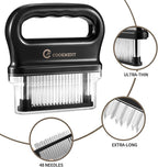 JY COOKMENT Meat Tenderizer with 48 Stainless Steel Ultra Sharp Needle Blades, Kitchen Cooking Tool Best for Tenderizing, BBQ, Marinade
