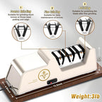 VIDOME Professional Electric Knife Sharpener with 100% Diamond Abrasives, 3-Stage Precision Angle Guides, Champagne Gold, for Kitchen Straight Edge and Ceramic Knives