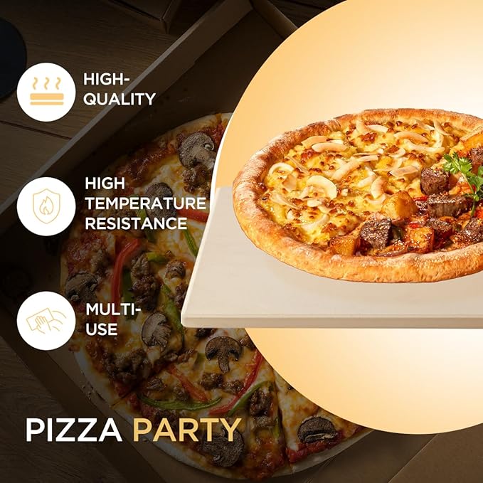 Pizza Stone for Oven and Grill, Heavy Duty Cordierite Baking Pan, Square Baking Stone for Bread, Cookie, 12x12 Inch