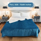 Electric Heated Blanket Full Size - 72"x84", Soft Flannel Heating Blanket, 10 Heating Levels, 1-12 H Auto Shut Off, Breathable Warm and Washable for Bed, Lake Blue