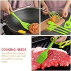 VALICLUD Silicone Kitchen Cooking Utensils Set 5pcs Heat Resistant Non-stick Baking Tools Green Household Cooking Gadgets for Home Use
