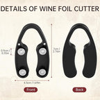 3 PCS Wine Foil Cutter – Magnetic Wine Bottle Opener with 4 Stainless Steel Blades, Ergonomic & Effortless Squeeze-and-Twist, Durable & Easy to Store – Gift for Wine Lovers, Black
